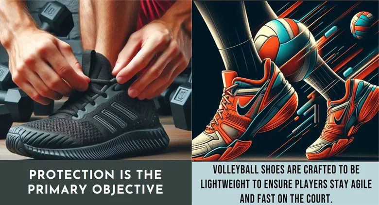 weight variation between training and volleyball shoes