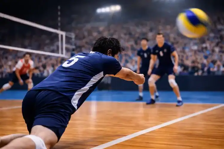 Volleyball player touches a serve but cannot control it, resulting in a regular ace
